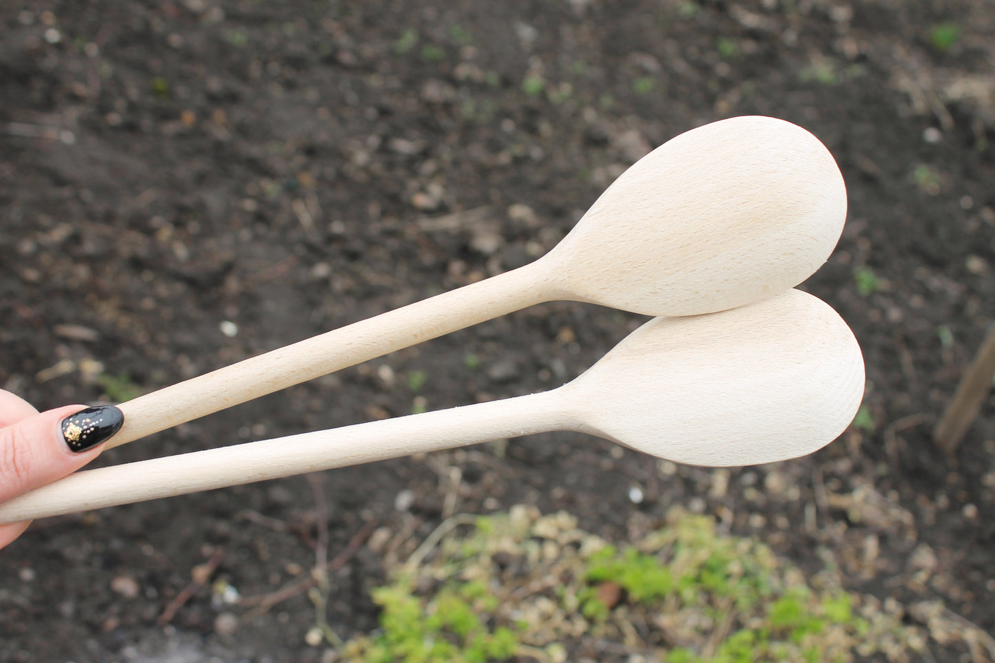 Set of 2 handmade wooden spoons - 11.8 inches - natural eco friendly - made of beech wood