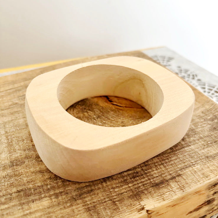 Chunky Rounded Wood Bracelet Blank, Organic Brick Shape Linden Bangle for DIY, Large Statement Jewelry Supply. Opening - 68mm/75mm