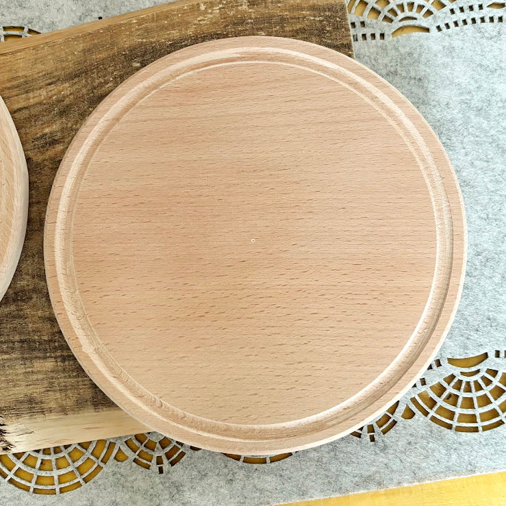 8 inch Beech Wood Round Plate, Raw Wooden Tray for DIY Crafts, Unfinished Wood Serving Board 0.6", Eco Friendly Kitchen Decor, Blank Platter