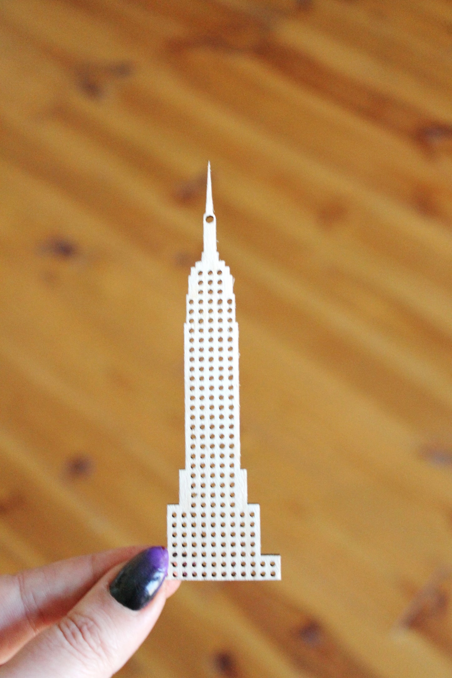 Empire State Building - cross stitch blank - 120 mm - 4.7 inch - blank Wood for Needlecraft - wooden cross stitch blank