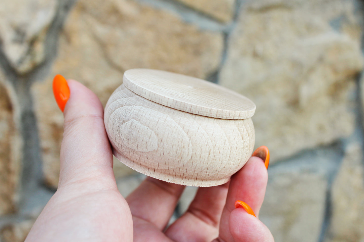 65 mm round unfinished wooden box - 2.6 inches - natural, eco friendly - made of beech wood