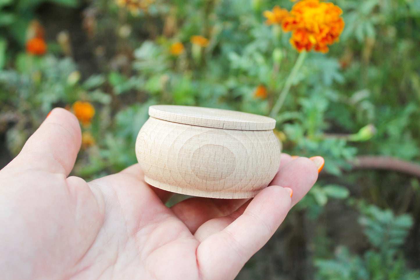 65 mm round unfinished wooden box - 2.6 inches - natural, eco friendly - made of beech wood