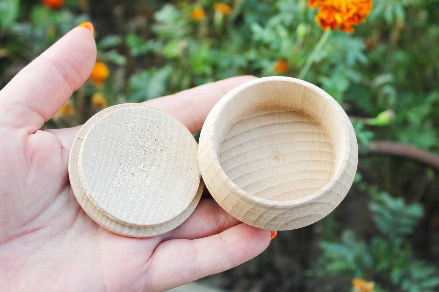 65 mm round unfinished wooden box - 2.6 inches - natural, eco friendly - made of beech wood