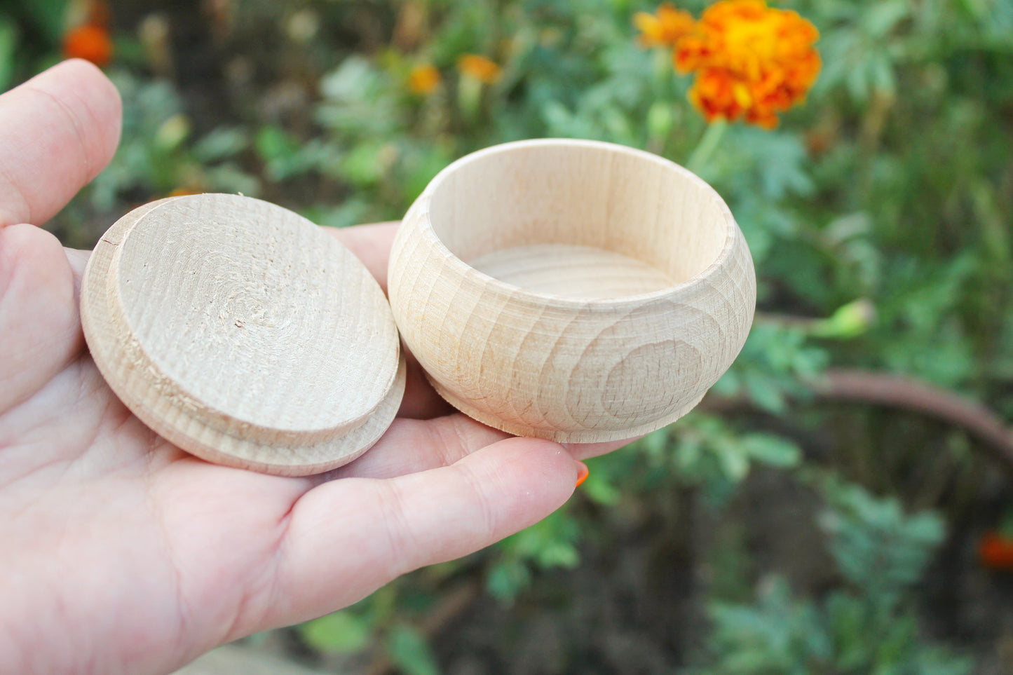 65 mm round unfinished wooden box - 2.6 inches - natural, eco friendly - made of beech wood