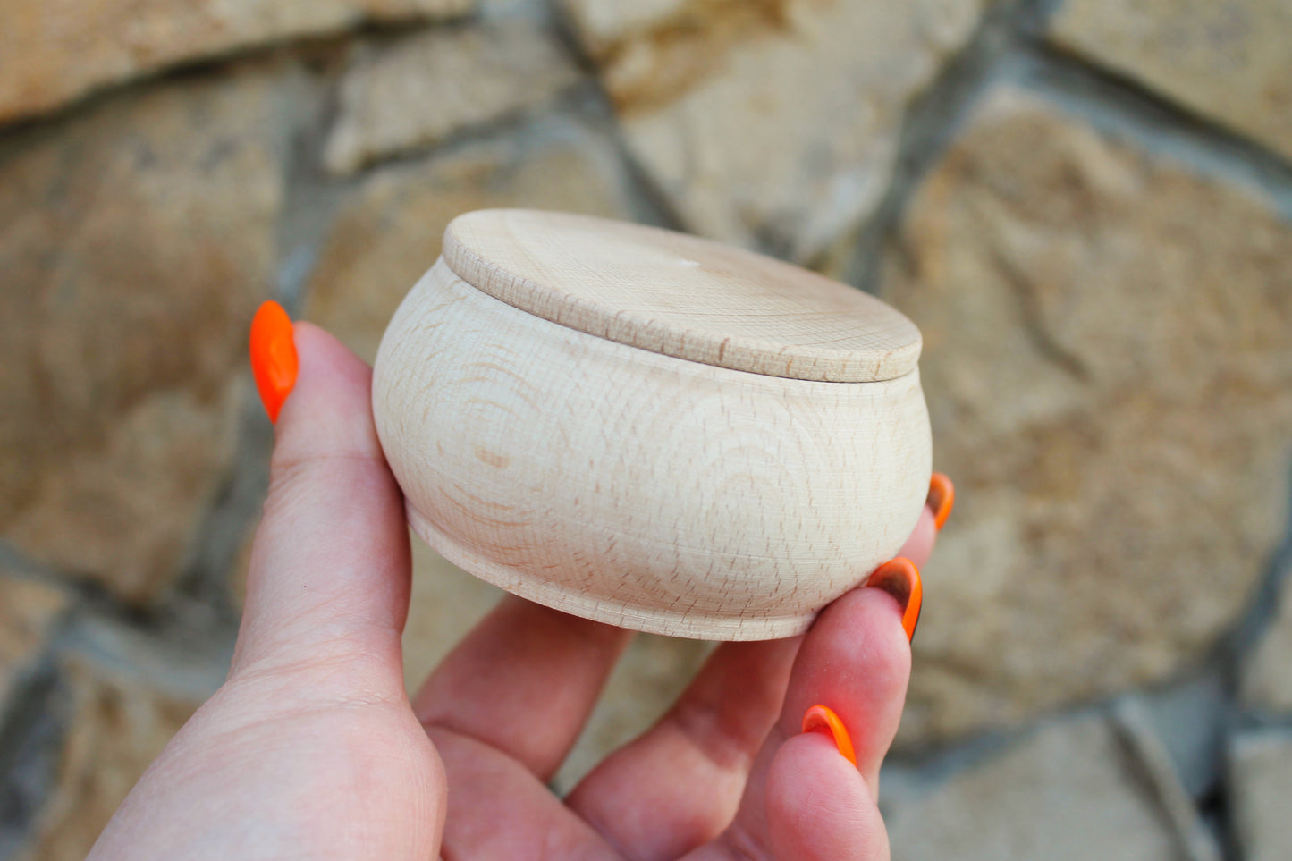 75 mm round unfinished wooden box - 3 inches - natural, eco friendly - made of beech wood