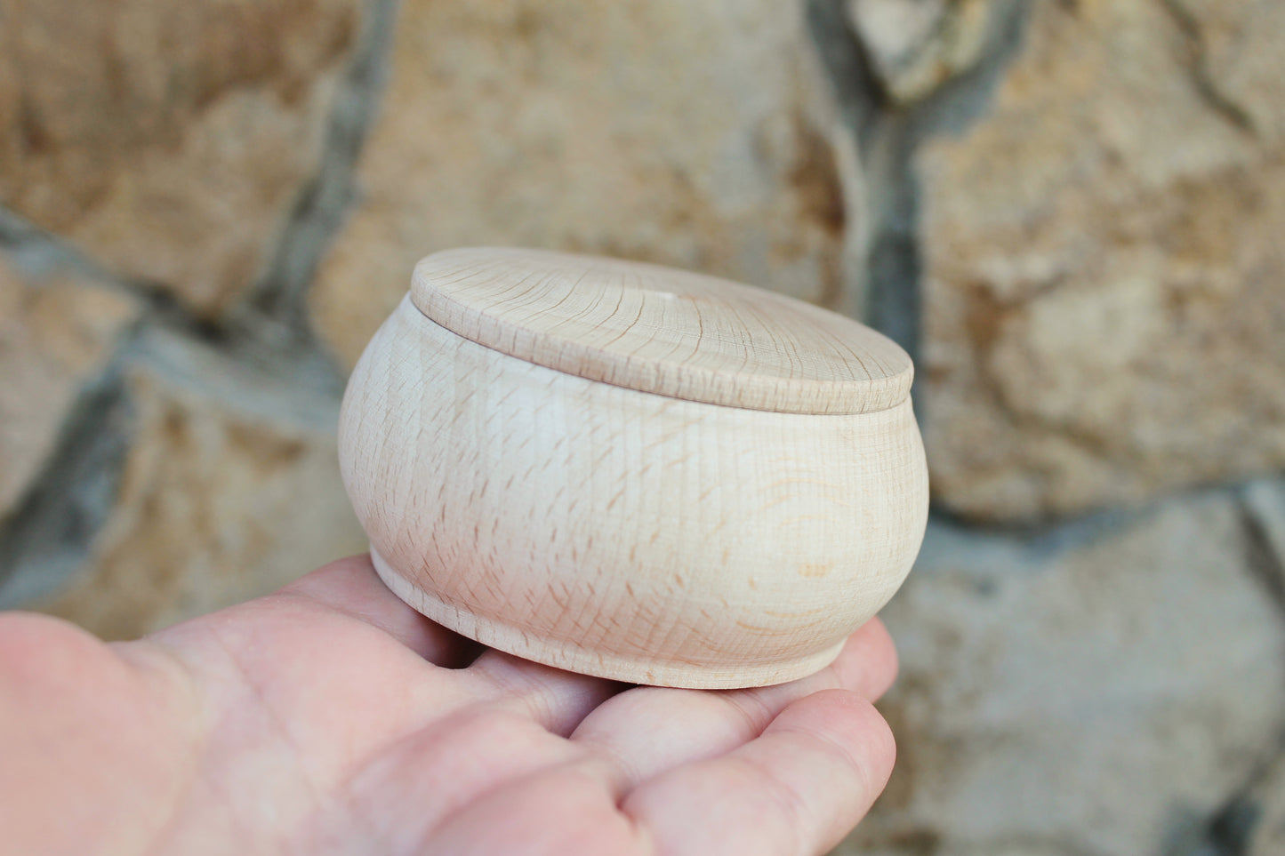 75 mm round unfinished wooden box - 3 inches - natural, eco friendly - made of beech wood