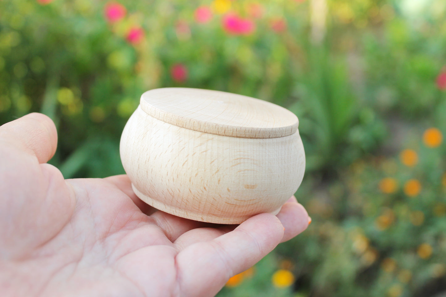 75 mm round unfinished wooden box - 3 inches - natural, eco friendly - made of beech wood