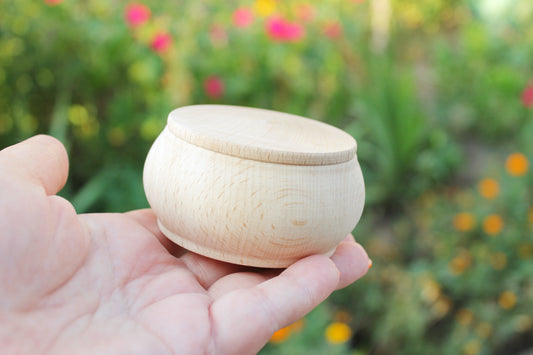 75 mm round unfinished wooden box - 3 inches - natural, eco friendly - made of beech wood