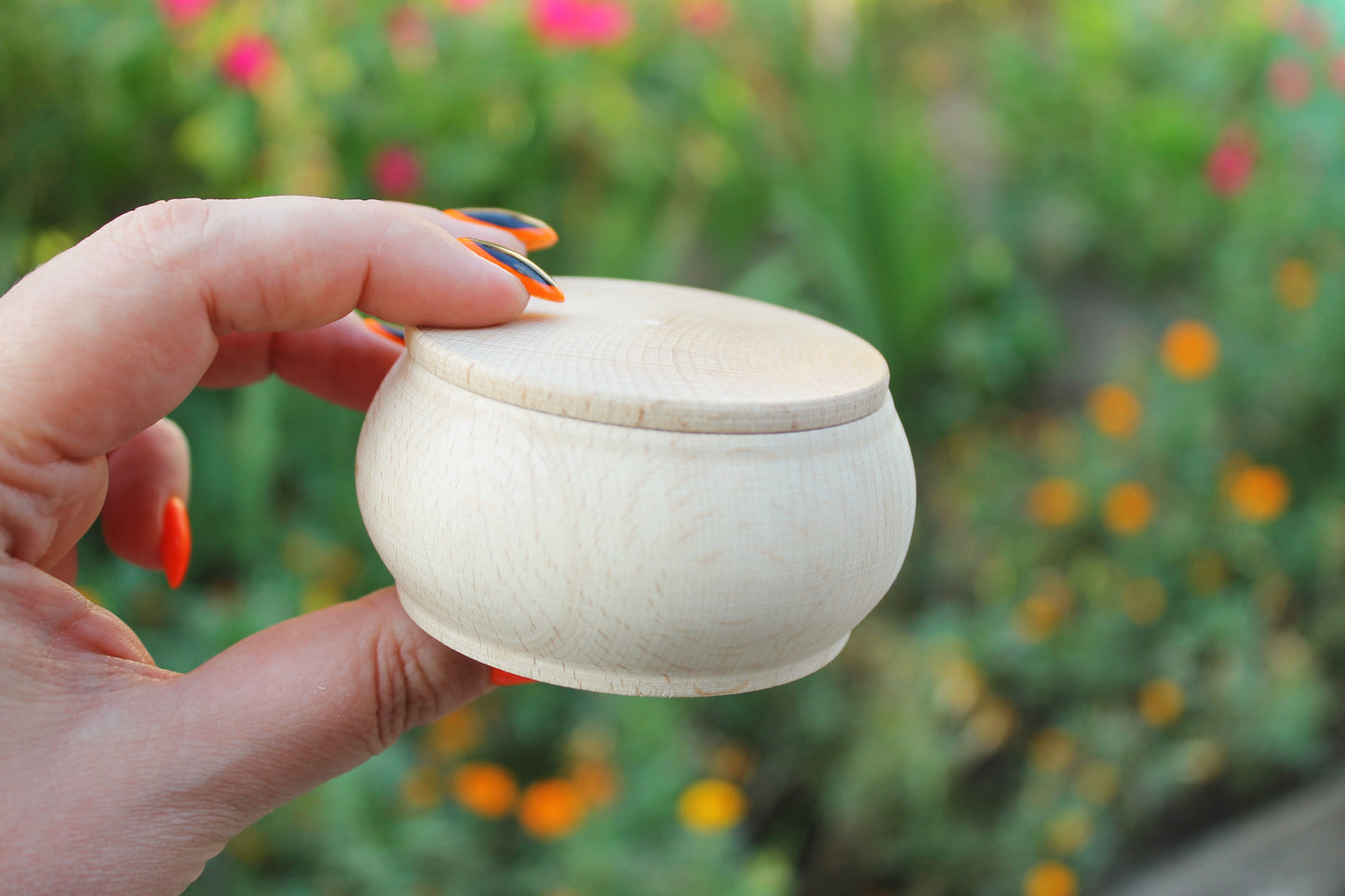 75 mm round unfinished wooden box - 3 inches - natural, eco friendly - made of beech wood