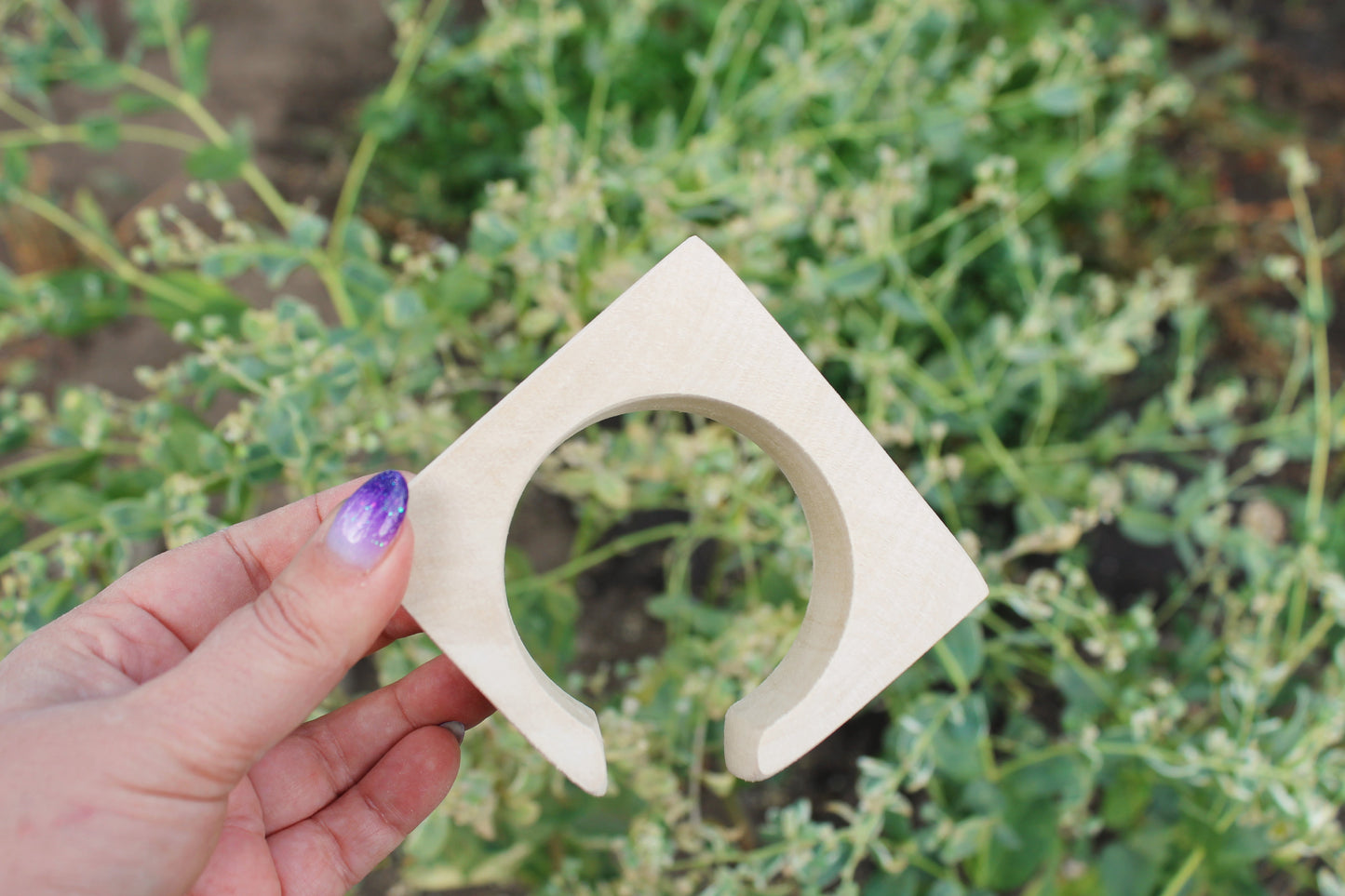 40 mm Wooden cuff unfinished square with break - natural eco friendly