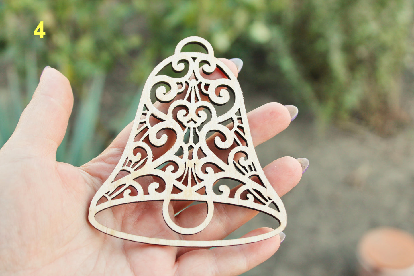 Christmas tree wooden decorative laser cut BELL #4 - laser cut Christmas decor - plywood Christmas Bell- unfinished New year decor