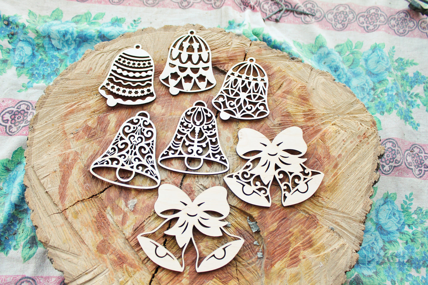 Christmas tree wooden decorative laser cut BELL #7 - laser cut Christmas decor - plywood Christmas Bell- unfinished New year decor