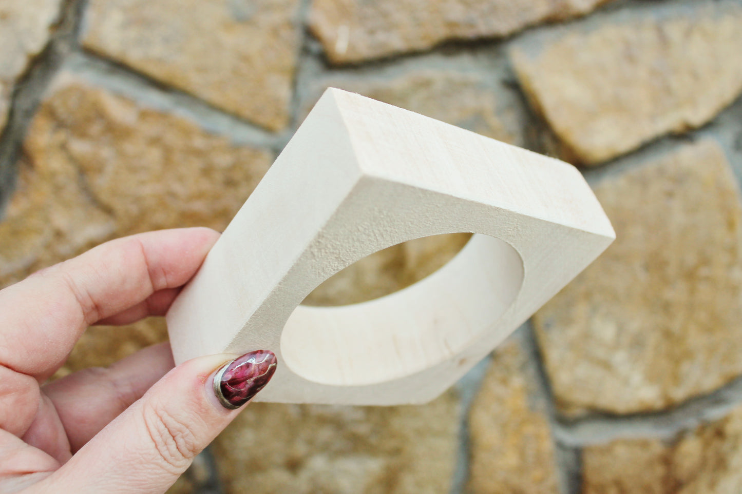 Wooden square bangle/bracelet 25 mm - 1 inches - unfinished bracelet - natural eco friendly - made of linden wood
