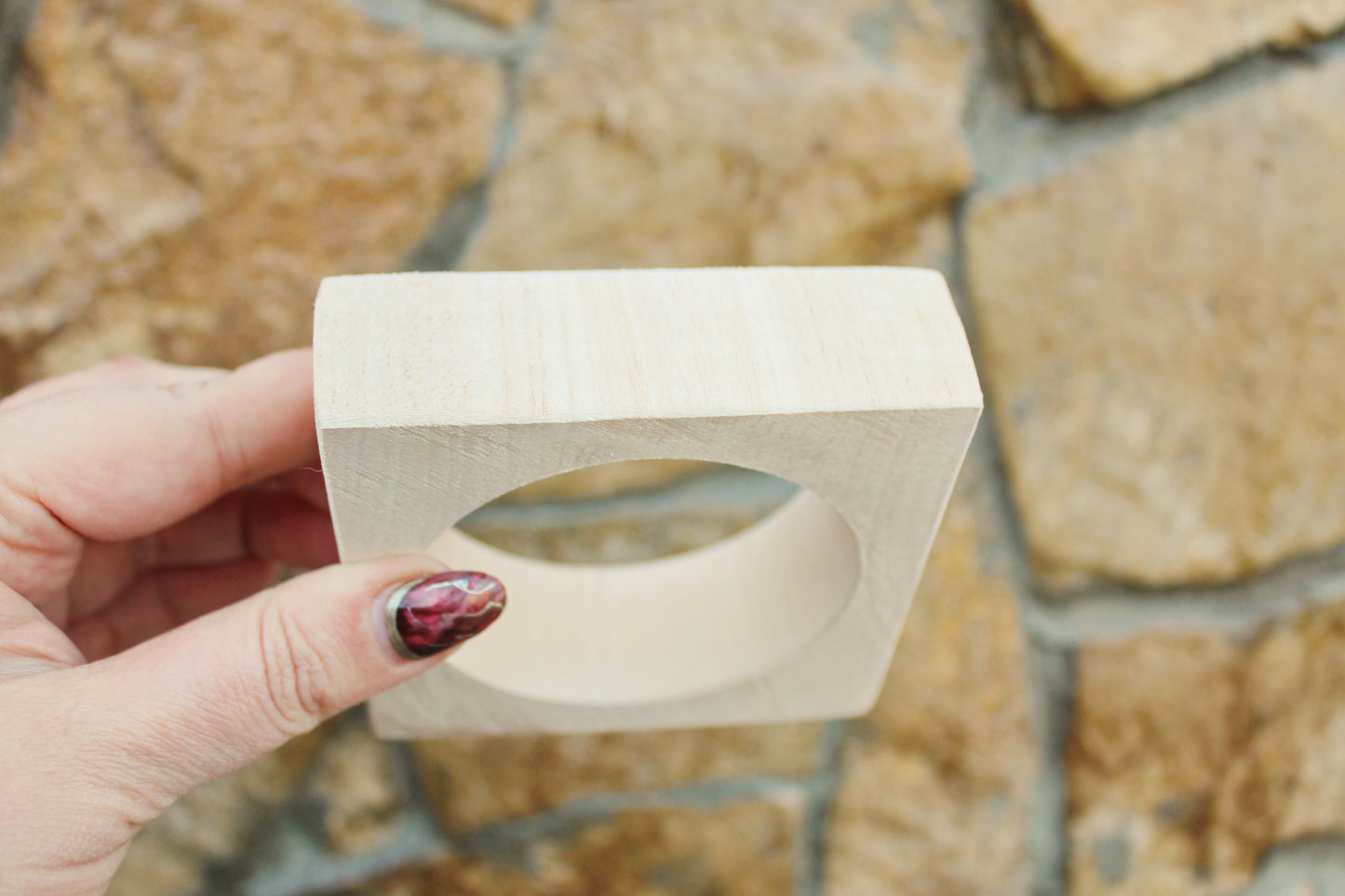 Wooden square bangle/bracelet 25 mm - 1 inches - unfinished bracelet - natural eco friendly - made of linden wood