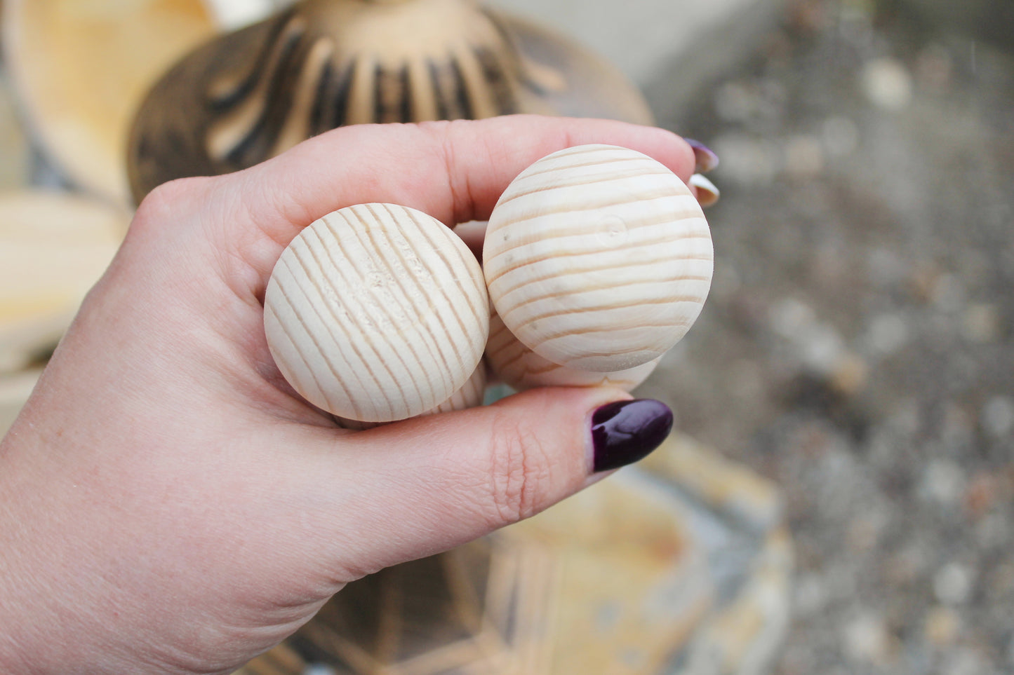 Set of two Wooden mushrooms - 60 mm - 2.4 inches - unfinished wooden handmade mushrooms - made of spruce wood