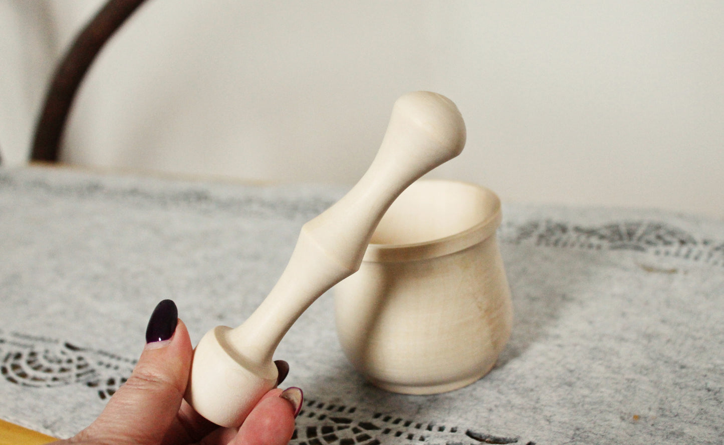 Wooden unfinished - Mortar & Pestle - 71 mm - 2.8 inches - unfinished wooden handmade - made of sycamore wood