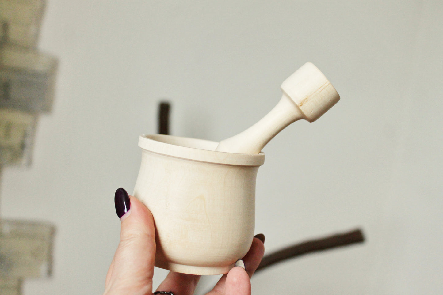 Wooden unfinished - Mortar & Pestle - 71 mm - 2.8 inches - unfinished wooden handmade - made of sycamore wood