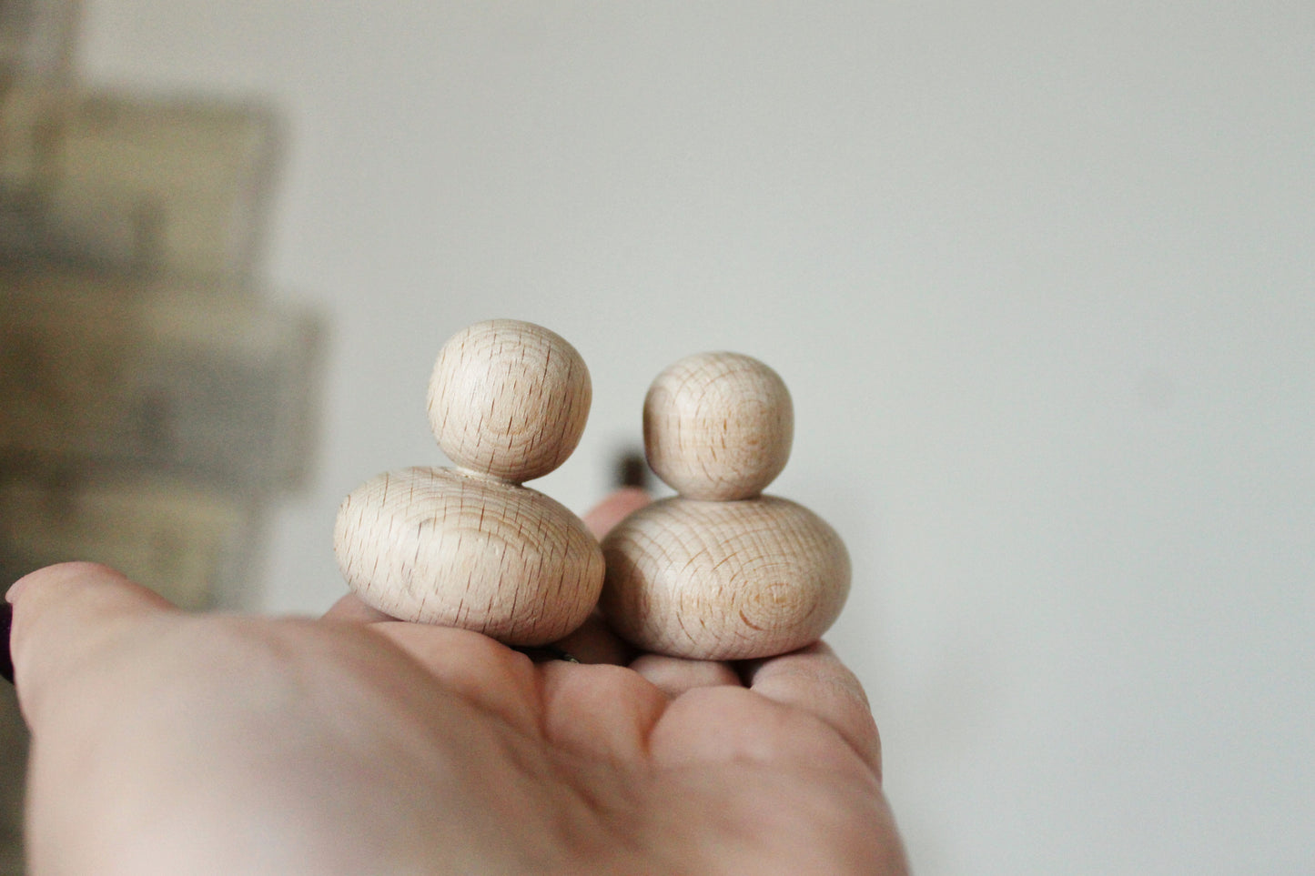 Set of two Small wooden dolls - 40 mm - 1.6 inches - unfinished wooden handmade dolls- made of beech wood