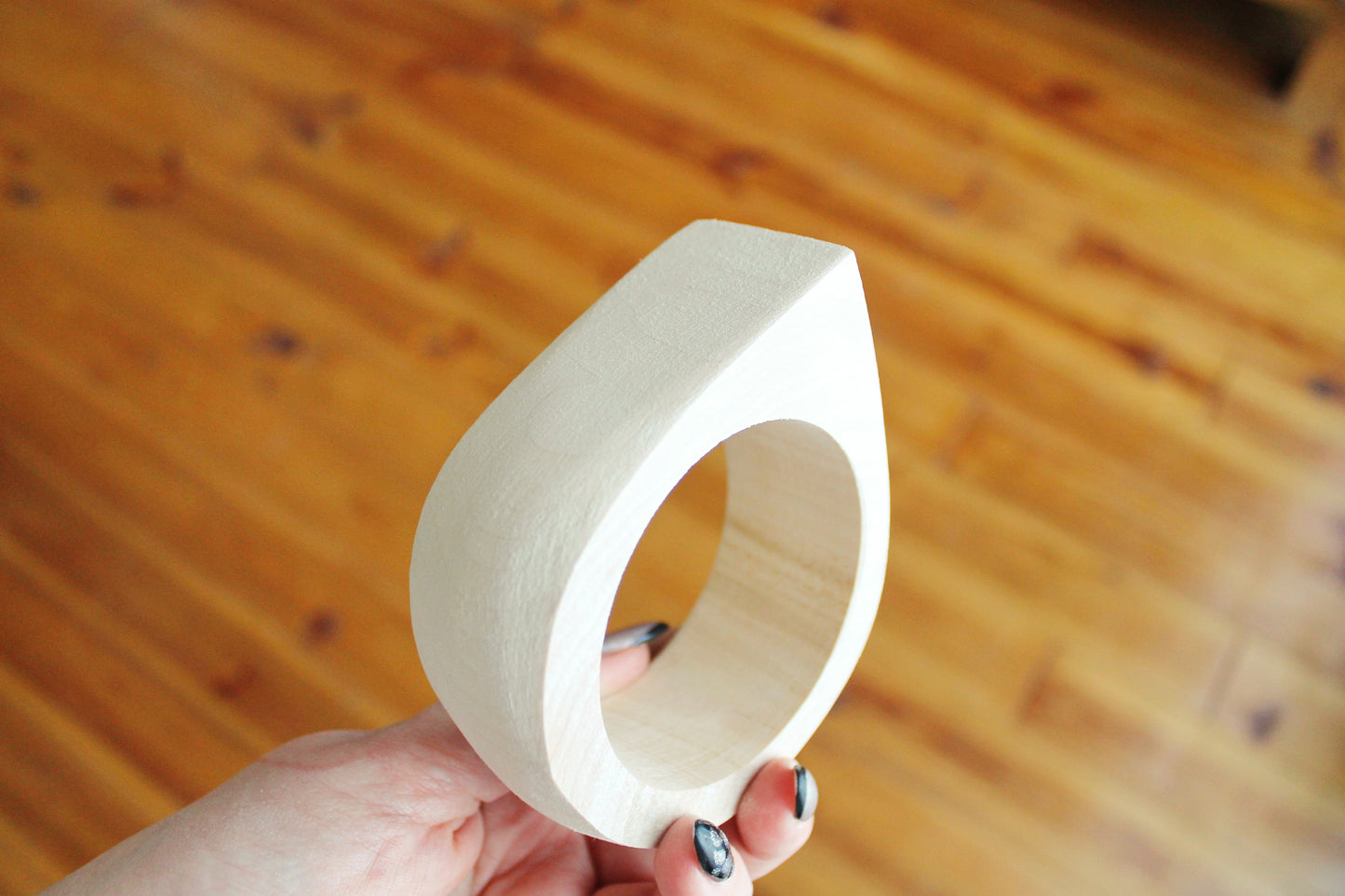 35 mm Wooden bangle unfinished round with one corner - natural eco friendly