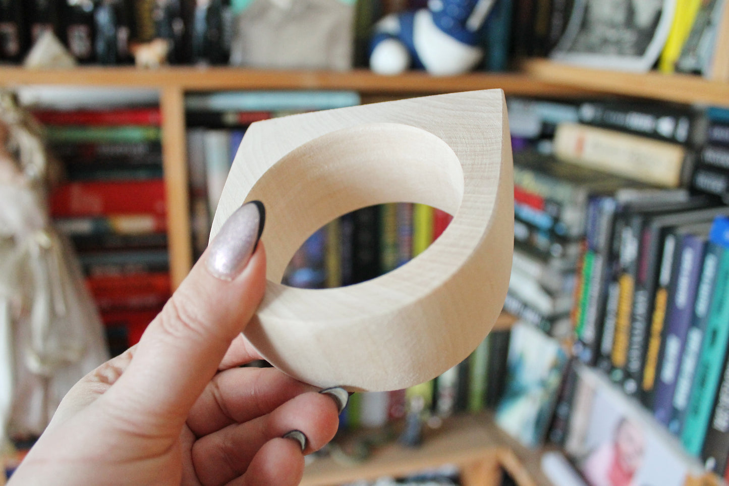 35 mm Wooden bangle unfinished round with two corners - natural eco friendly