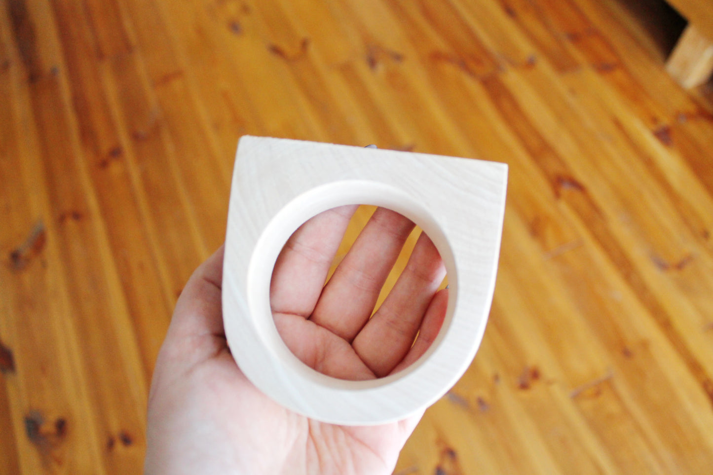 35 mm Wooden bangle unfinished round with two corners - natural eco friendly