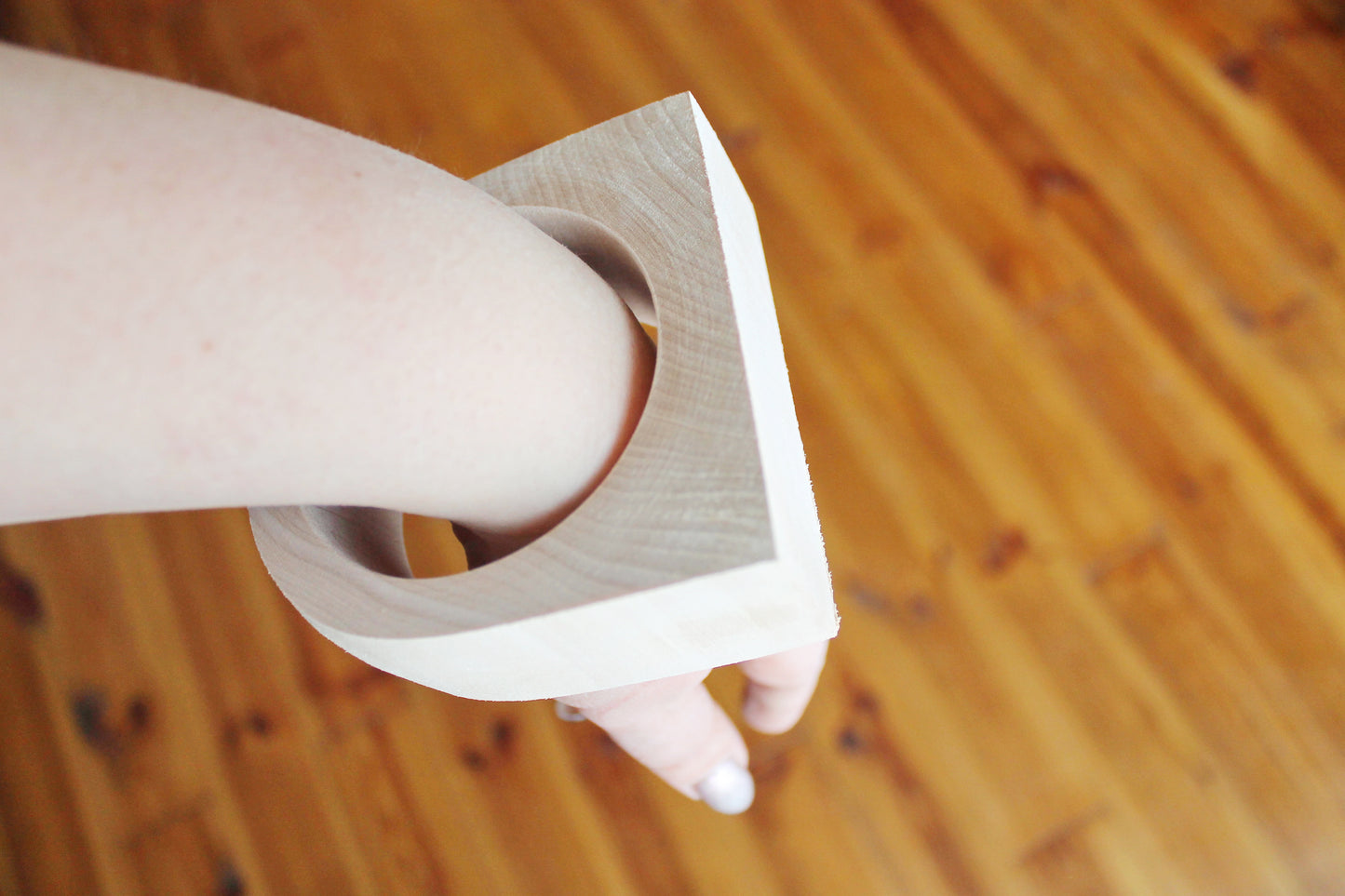 35 mm Wooden bangle unfinished round with two corners - natural eco friendly