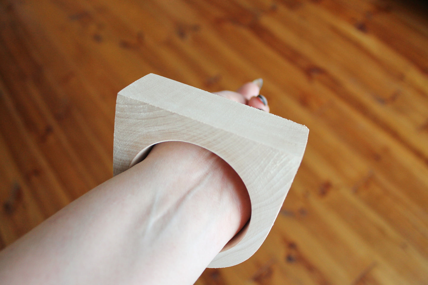 35 mm Wooden bangle unfinished round with two corners - natural eco friendly