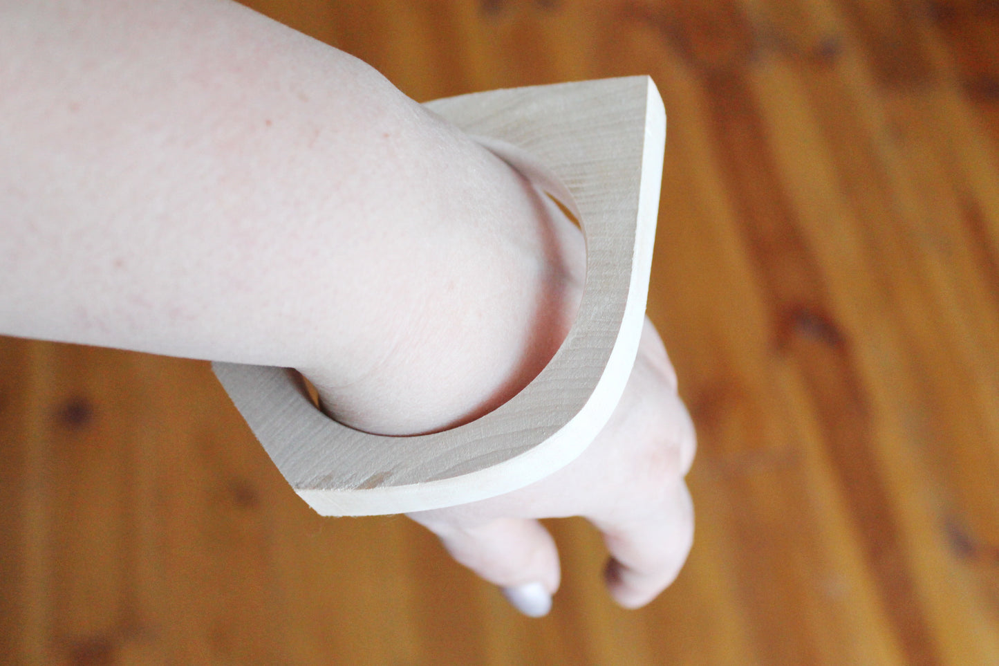 15 mm Wooden bangle unfinished rounded triangular - natural eco friendly