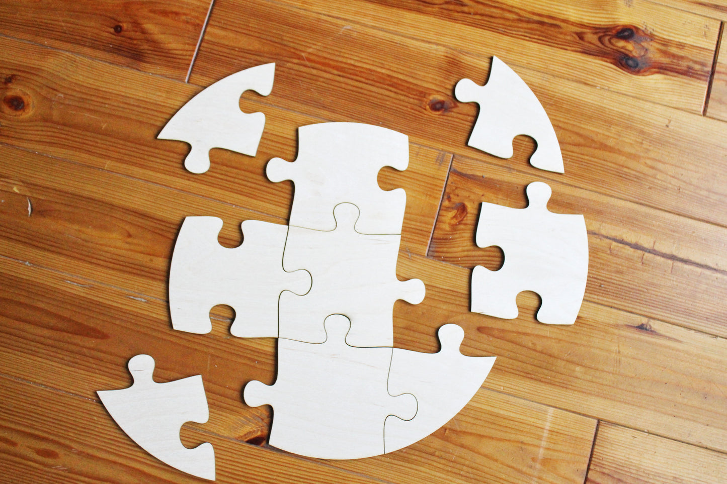 Big wooden decor round PUZZLE - 9 elements - 350x350 mm - 13.8 inches - Home Decor - DIY wall decor