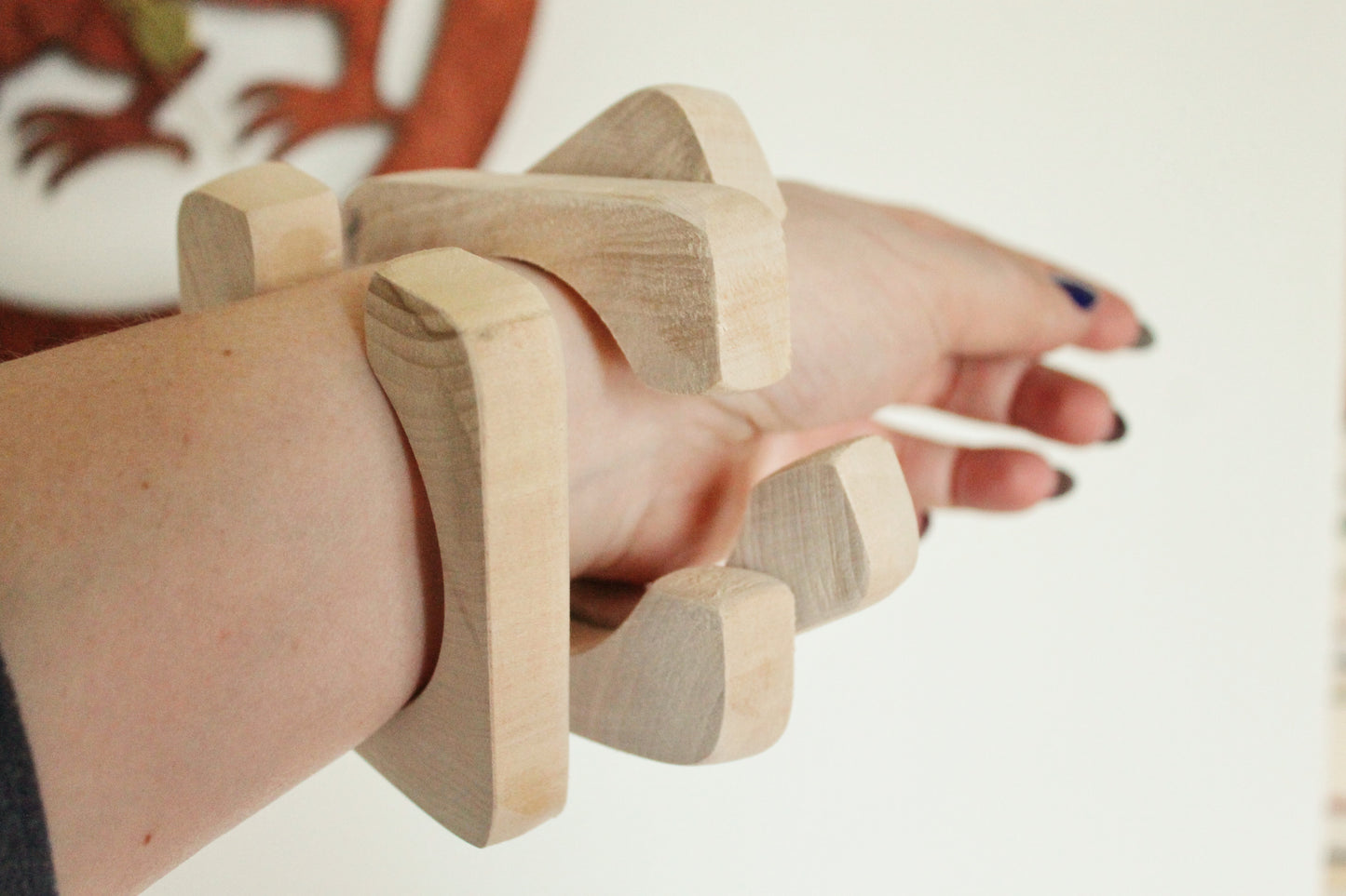 Wooden bracelet unfinished square with a cut - 15 mm high - handmade natural eco friendly fe15