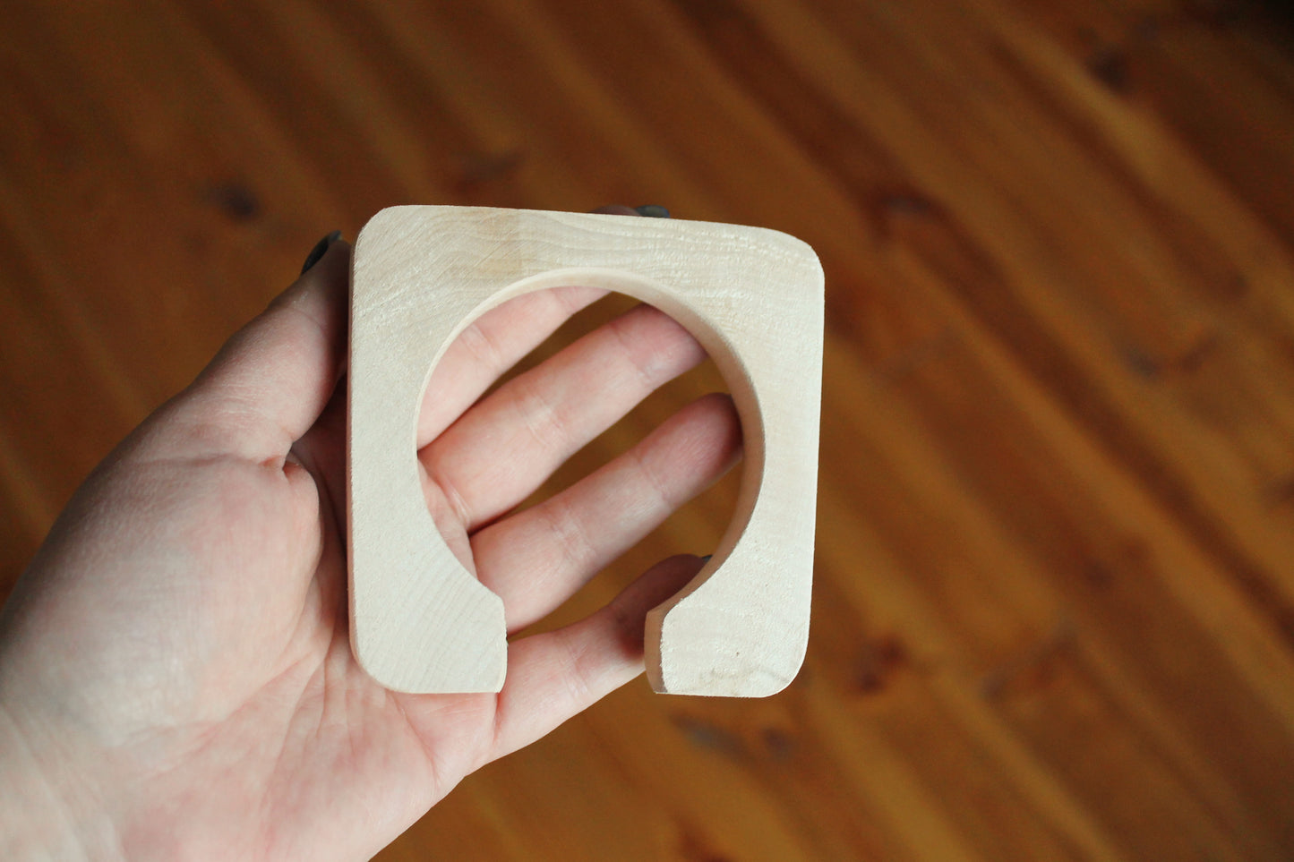 Wooden bracelet unfinished square with a cut - 15 mm high - handmade natural eco friendly fe15