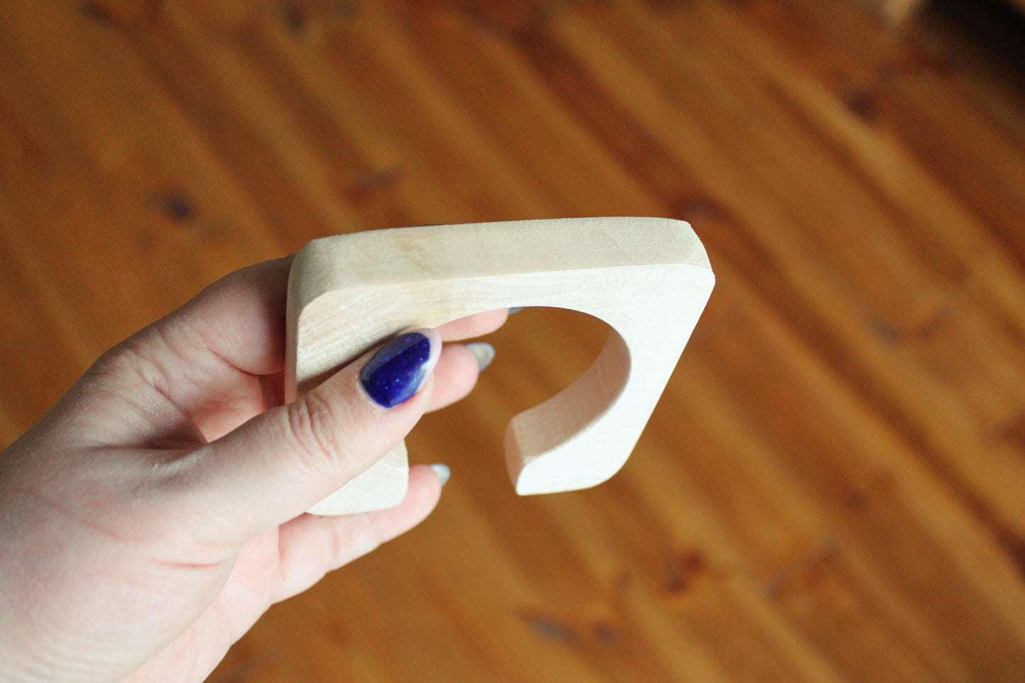 Wooden bracelet unfinished square with a cut - 15 mm high - handmade natural eco friendly fe15