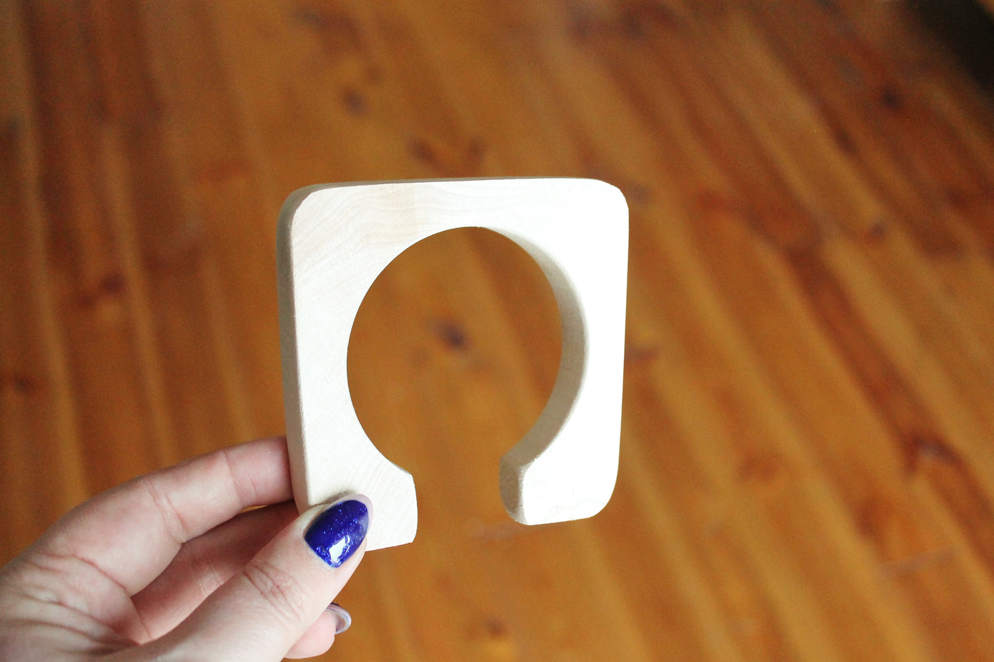 Wooden bracelet unfinished square with a cut - 15 mm high - handmade natural eco friendly fe15