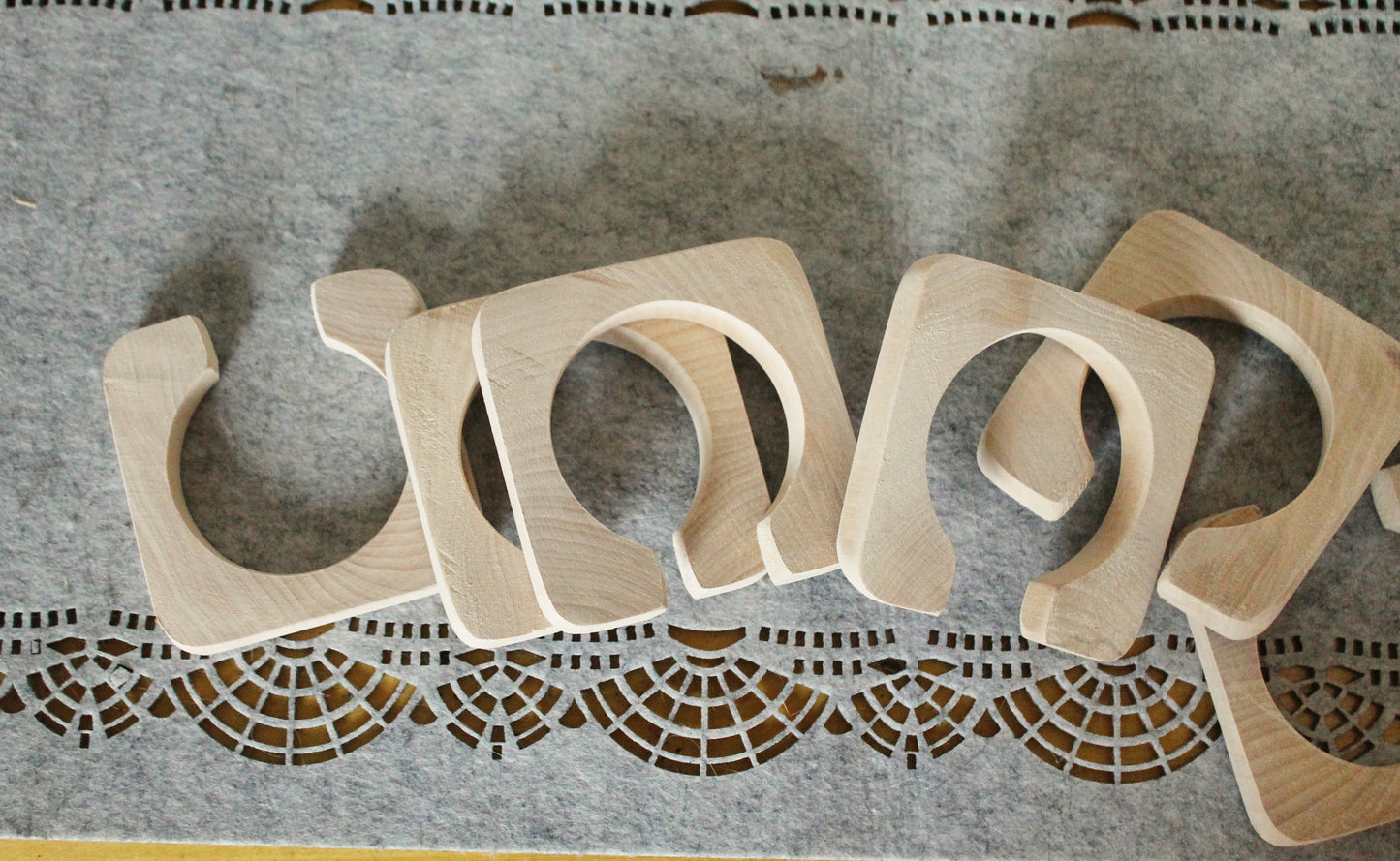 Wooden bracelet unfinished square with a cut - 15 mm high - handmade natural eco friendly fe15