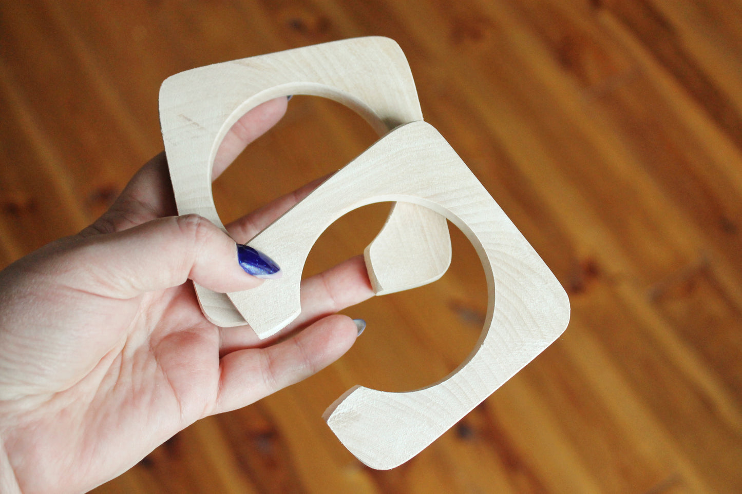 Wooden bracelet unfinished square with a cut - 15 mm high - handmade natural eco friendly fe15