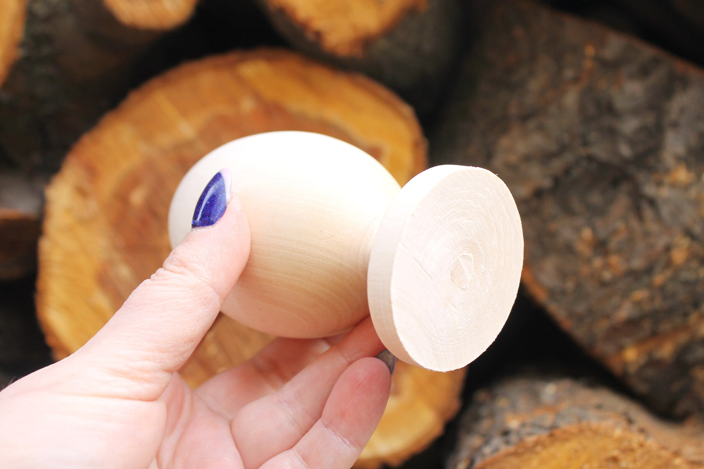 Big Wooden egg 130 mm heigh - 5 inches - unfinished natural eco friendly - handmade of alder wood