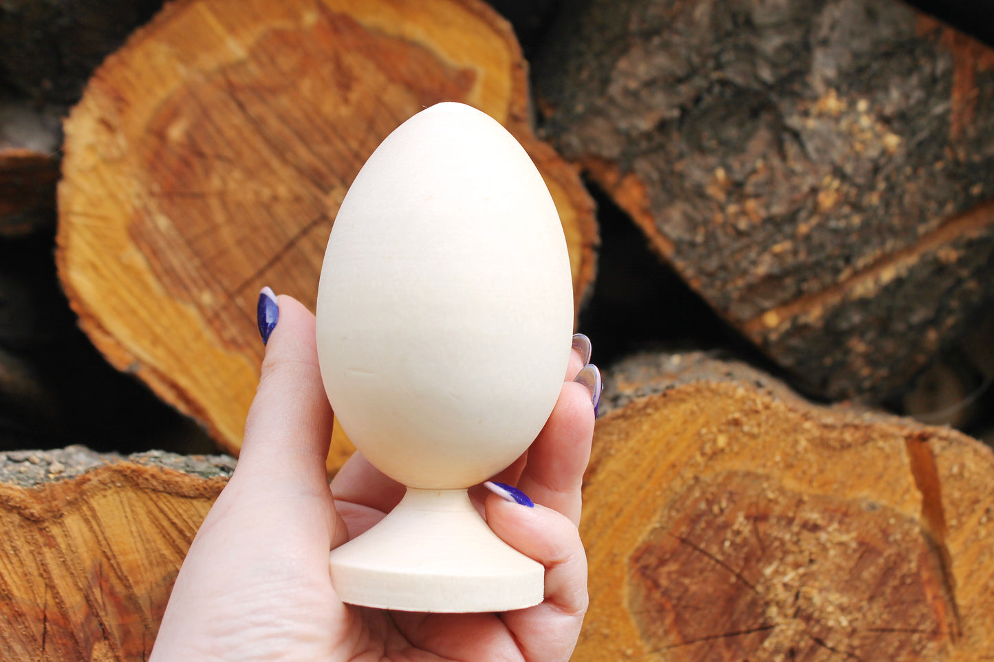 Big Wooden egg 130 mm heigh - 5 inches - unfinished natural eco friendly - handmade of alder wood