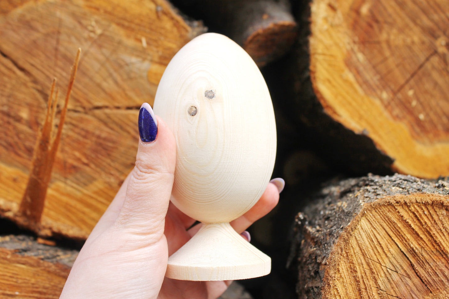 Big Wooden egg 130 mm heigh - 5 inches - unfinished natural eco friendly - handmade of alder wood