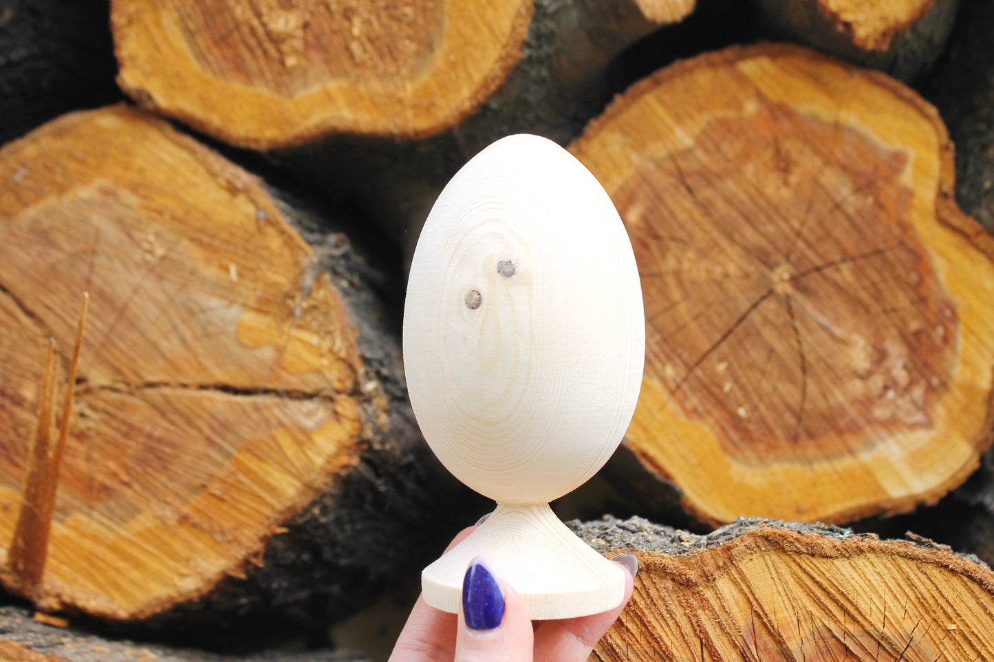 Big Wooden egg 130 mm heigh - 5 inches - unfinished natural eco friendly - handmade of alder wood