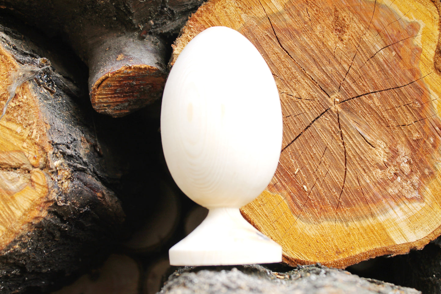 Big Wooden egg 130 mm heigh - 5 inches - unfinished natural eco friendly - handmade of alder wood