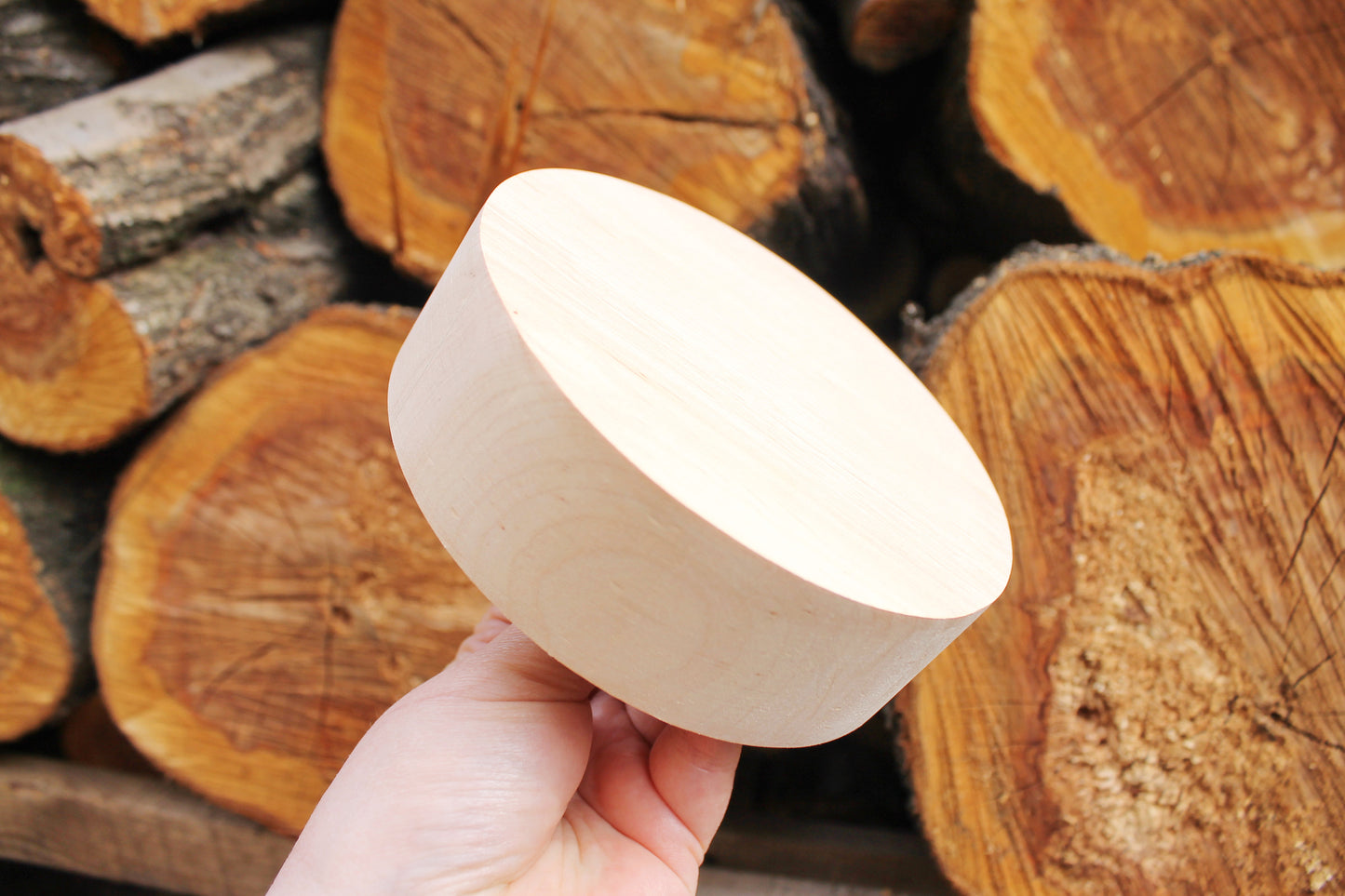 Round handmade unfinished wooden box 130 mm - 5.1 inches - without lid - natural, eco friendly - candle mold - alder wood