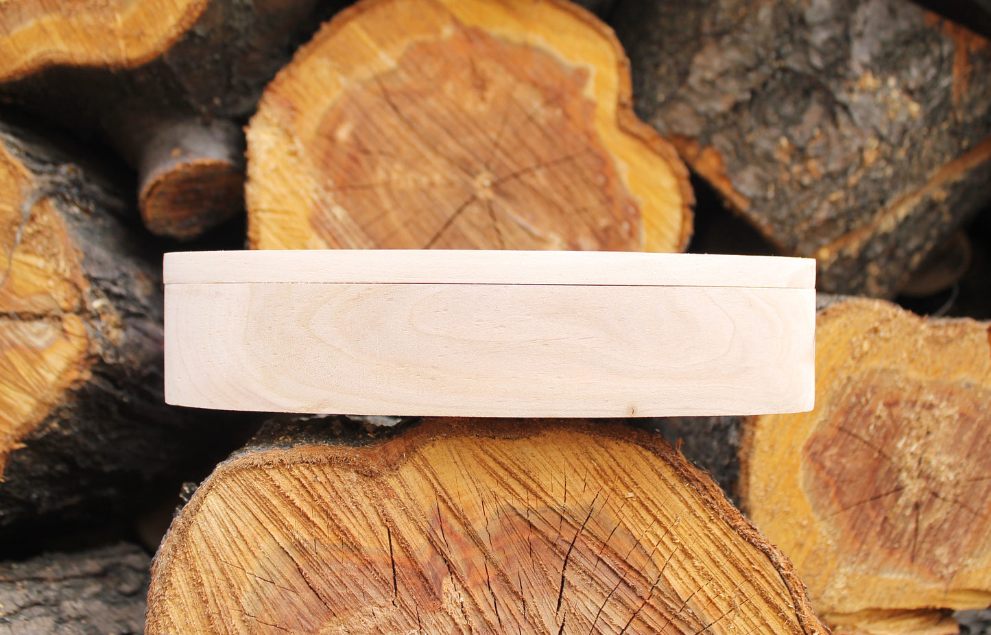 Oblong handmade unfinished wooden box 210x60 mm - 8.3x2.4 inches - with lid - natural, eco friendly - candle mold - alder wood