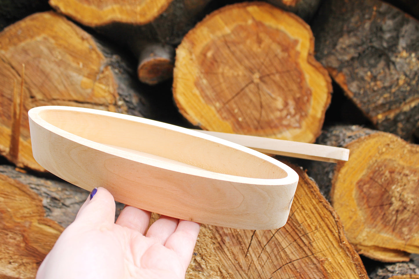 Oblong handmade unfinished wooden box 210x60 mm - 8.3x2.4 inches - with lid - natural, eco friendly - candle mold - alder wood