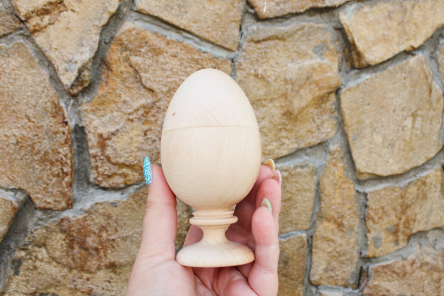 Wooden Egg Trinket Box with Stand – Handmade Alder Jewelry Keepsake Box, Rustic Easter Decor, Natural Wood Gift - 4.5 inches