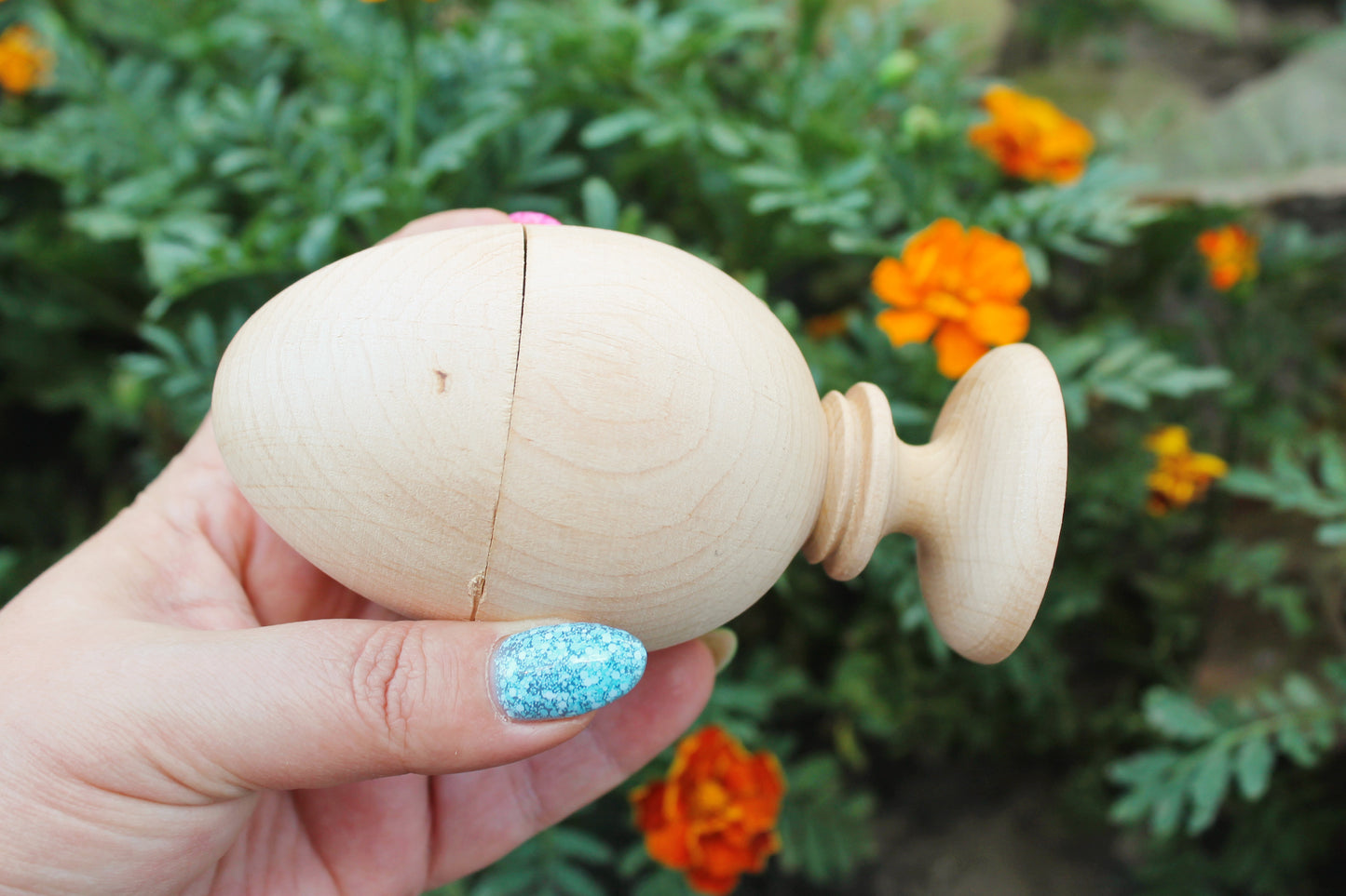 Wooden Egg Trinket Box with Stand – Handmade Alder Jewelry Keepsake Box, Rustic Easter Decor, Natural Wood Gift - 4.5 inches
