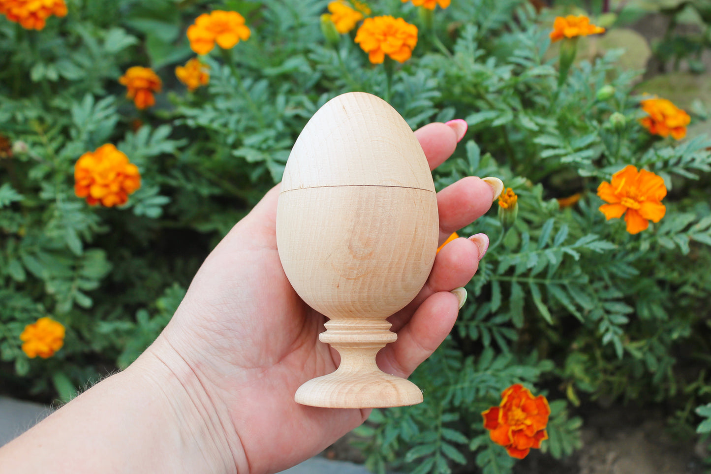 Wooden Egg Trinket Box with Stand – Handmade Alder Jewelry Keepsake Box, Rustic Easter Decor, Natural Wood Gift - 4.5 inches
