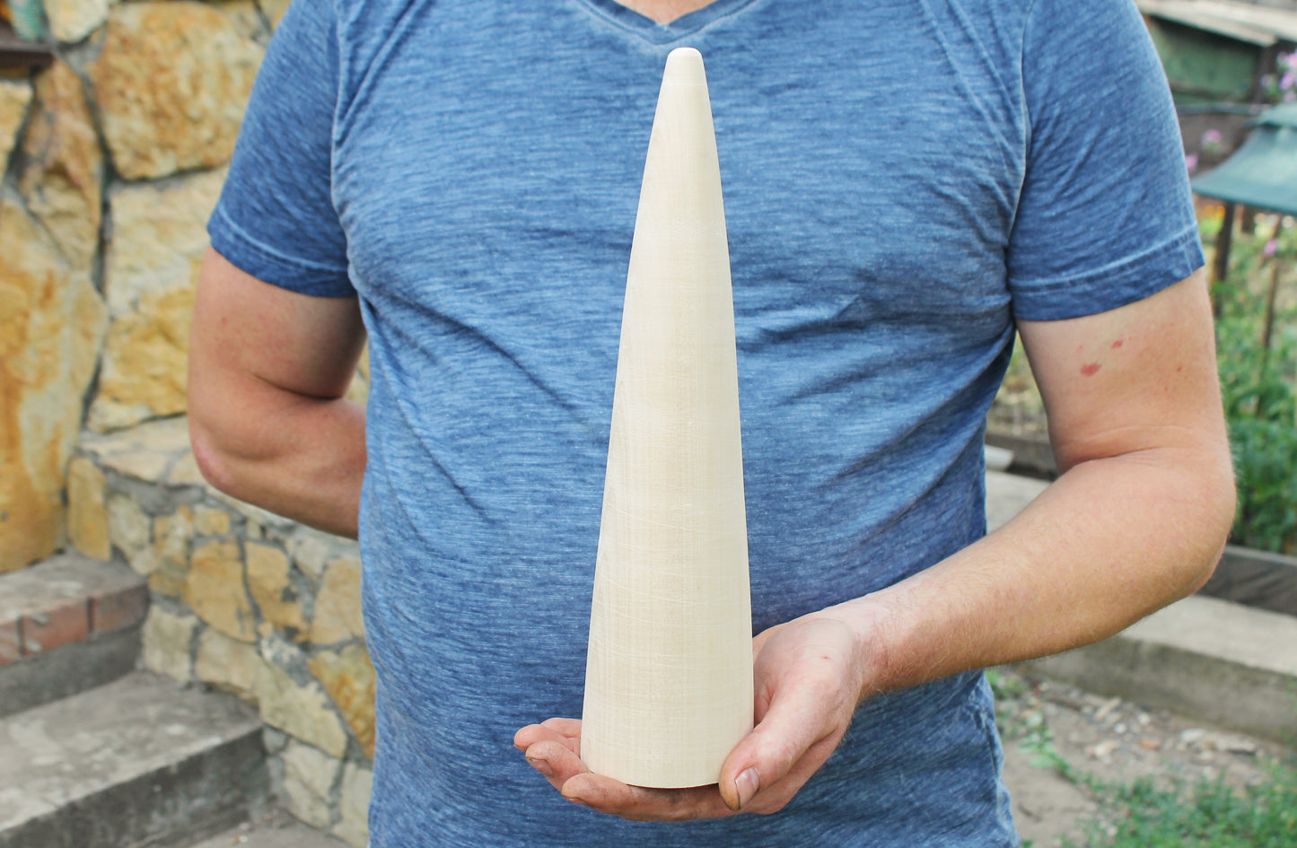 Big Wooden Cones 320–330 mm x 70–80 mm (13 x 3 inch) – Handmade from Natural Linden Wood – Minimalist Décor, DIY Holiday Decoration