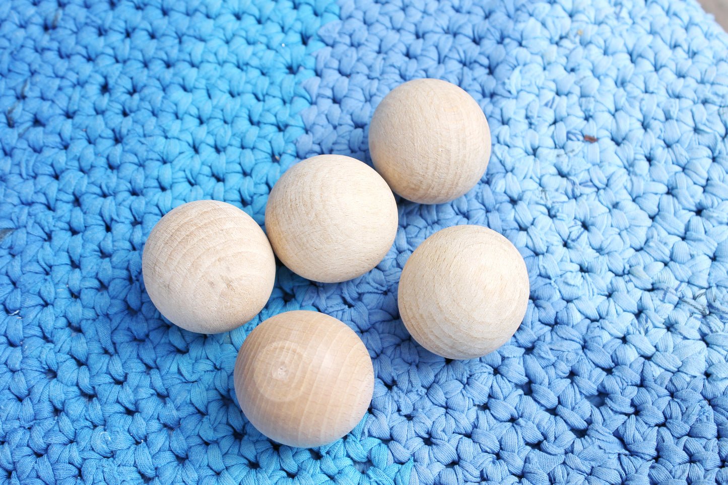 Set of 5 - 40 mm big wooden bead (wooden ball) WITHOUT hole - natural eco friendly