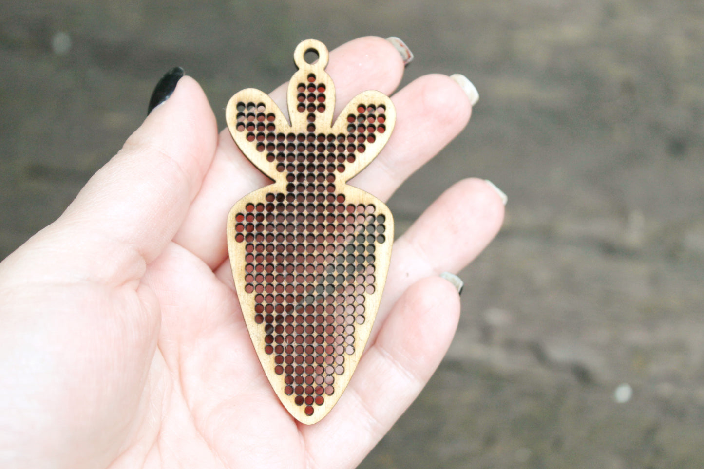 Carrot - Cross stitch pendant blank - blanks Wood Needlecraft Pendant, Necklace or Earrings - wooden cross stitch blank