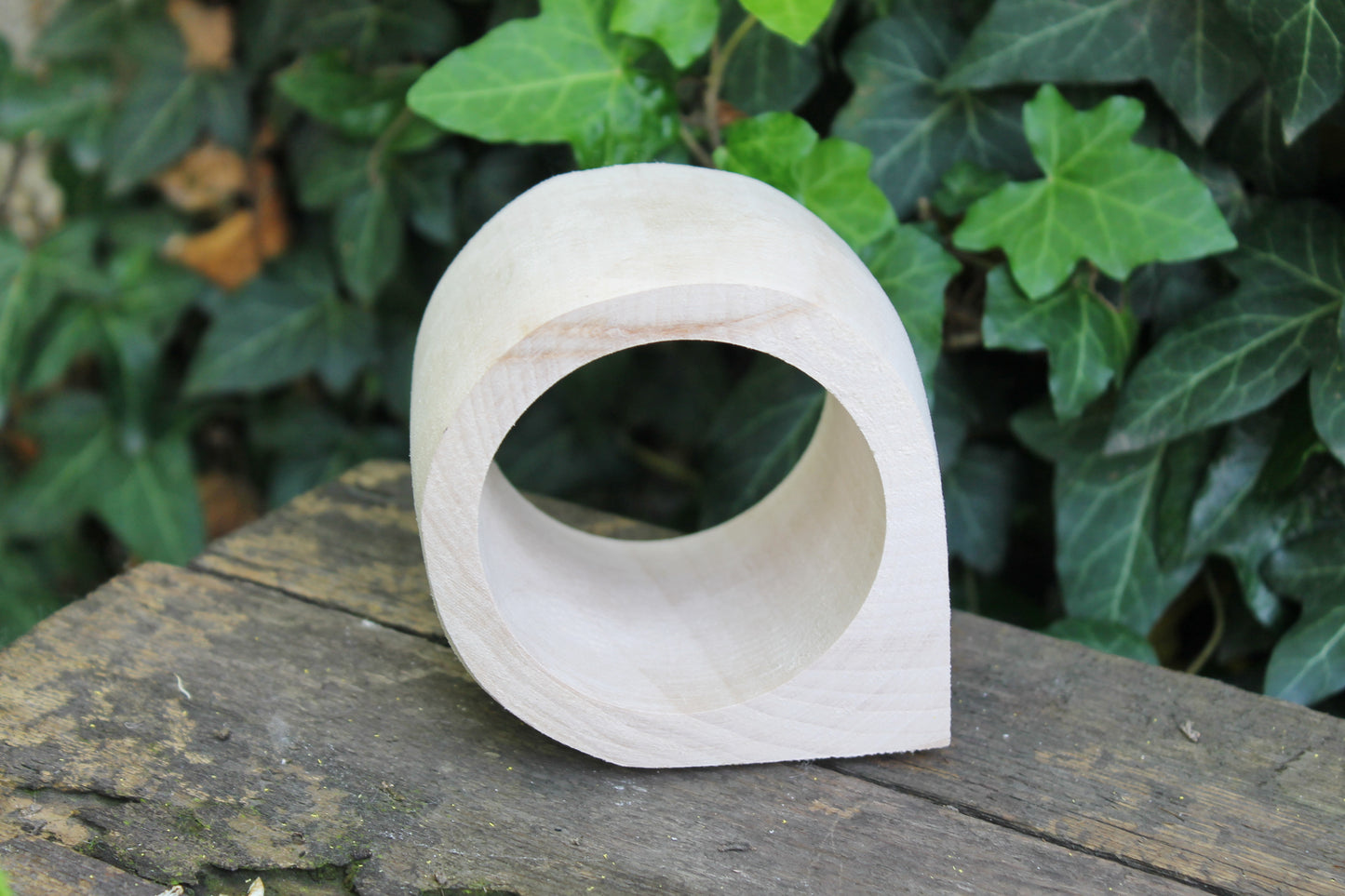 70 mm Wooden bangle unfinished round with one corner - natural eco friendly